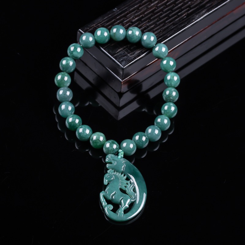 Beading - Bracelet en jadeite naturelle bleu eau
