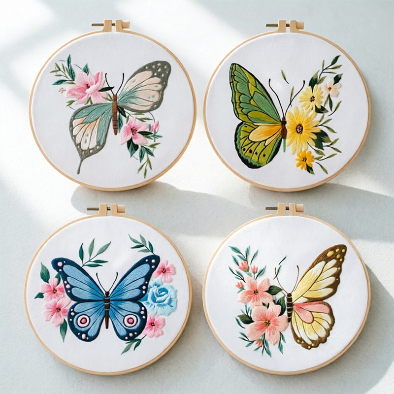 Embroidery - 1 kit de broderie papillon 20x20