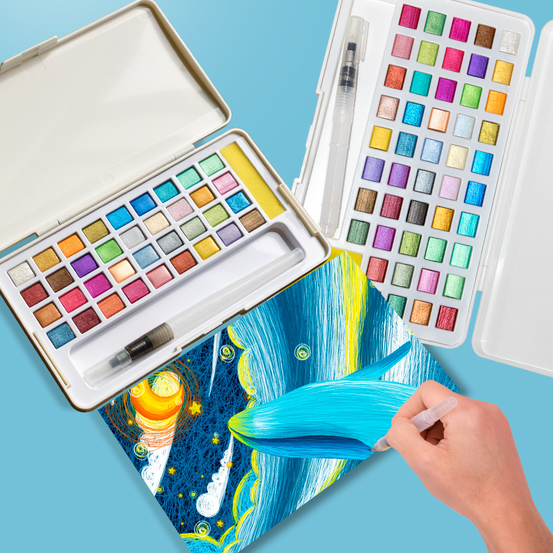 Watercolor Paint Set Solid Pigment - Ensemble de peinture aquarelle solide, Pigments