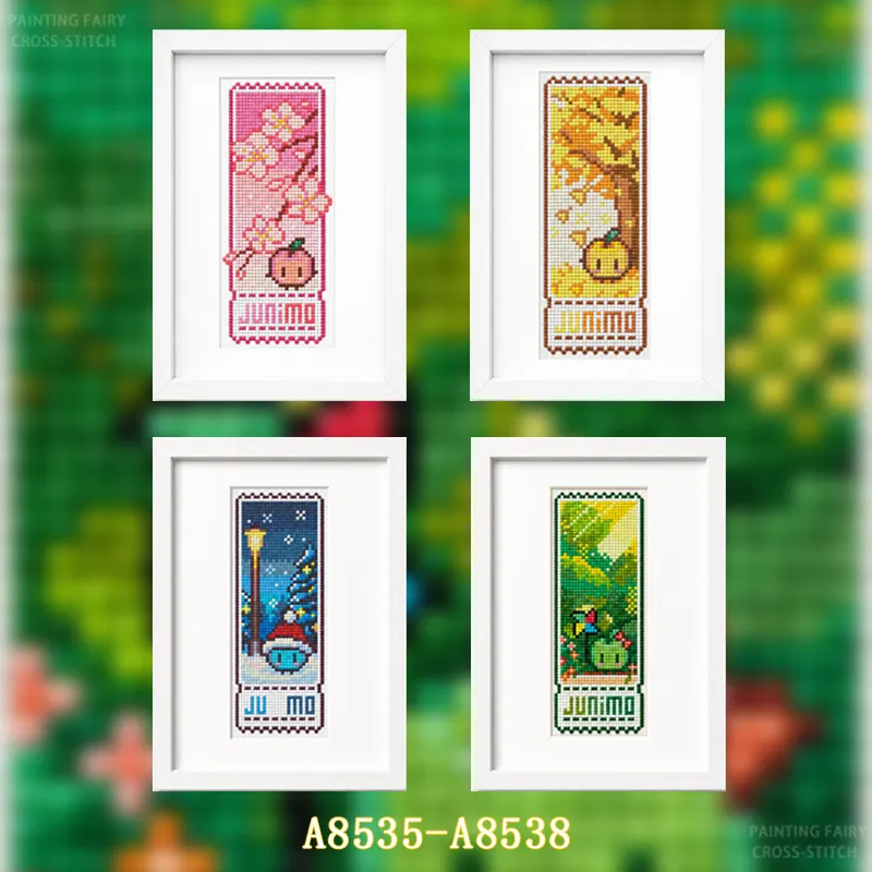 Cross Stitch Stamped Kits Beginners - [Série Quatre Saisons] Kit de Point