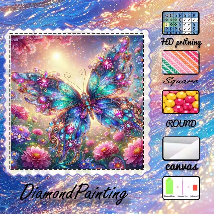 5D Diamond Painting Kit Full Drill - 1 pièce de tissu floqué 5D