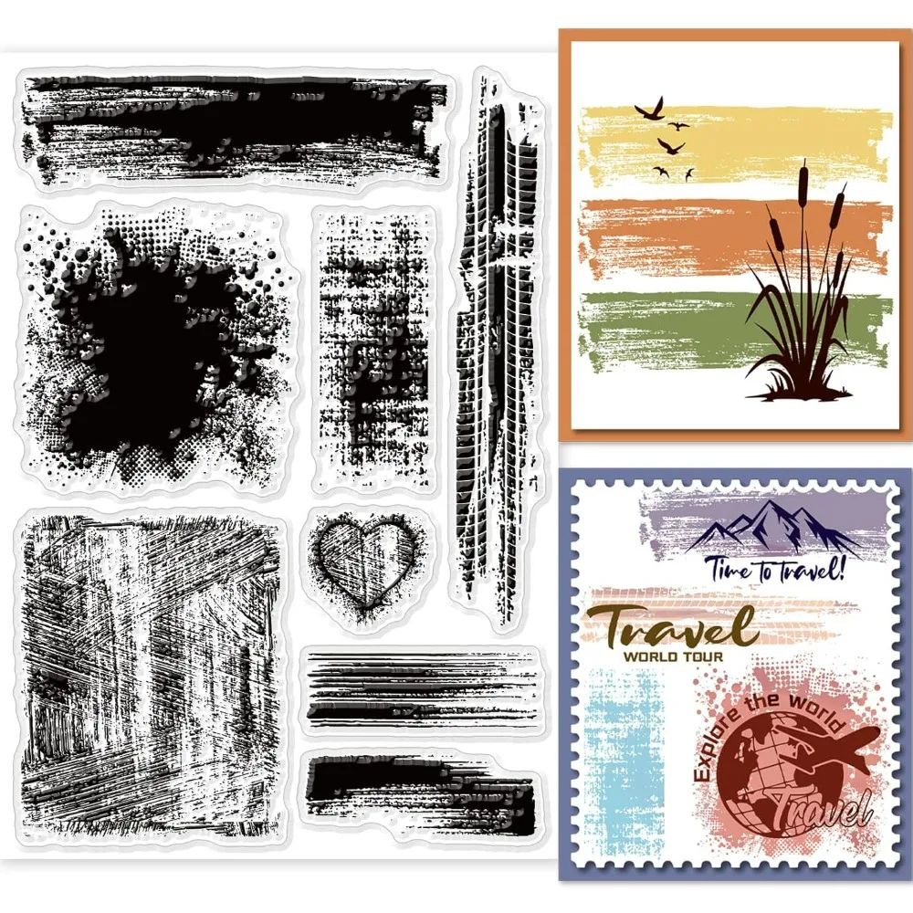 Clear Silicone Stamps For Card Making - Timbres transparents de fond de tache,
