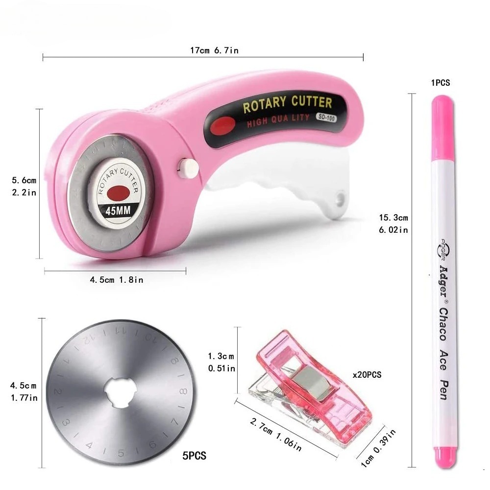 Rotary Cutter For Fabric 45Mm - Kit de coupe rotative 45 mm