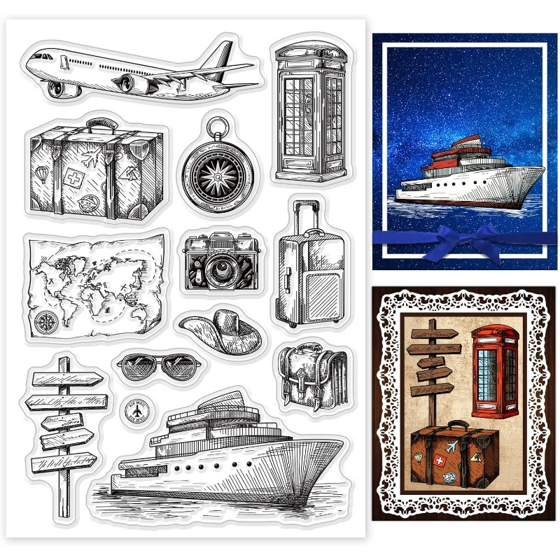 Clear Silicone Stamps For Card Making - Tampon en silicone transparent pour voyage,