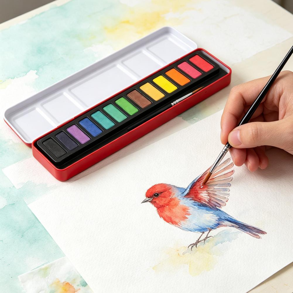 Watercolor Paint Set Solid Pigment - Ensemble de peinture aquarelle portable, pigments