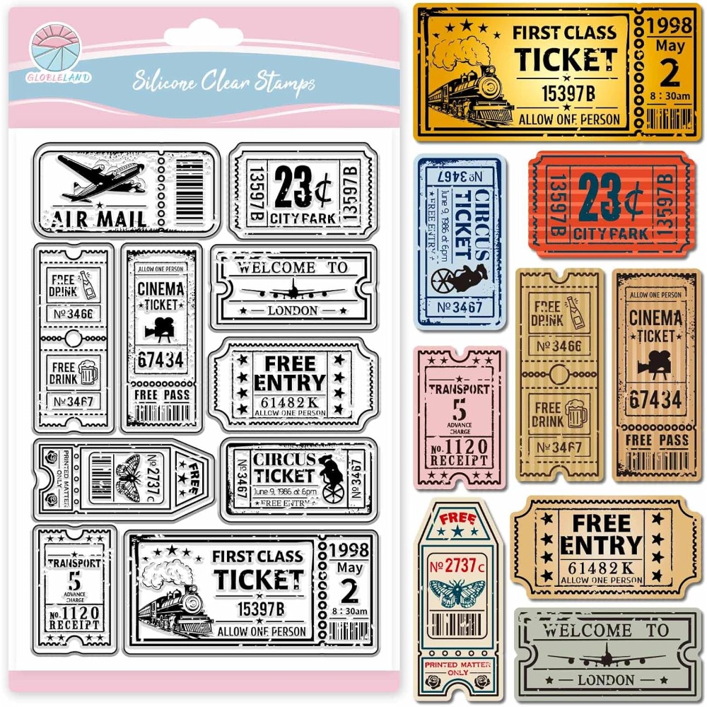 Clear Silicone Stamps For Card Making - Timbre clair de billet Vintage pour