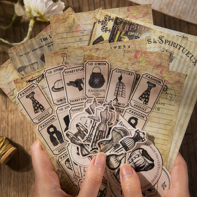Autocollants vintage + matérie - Vintage Junk Journal Scrapbooking Paper avis et prix