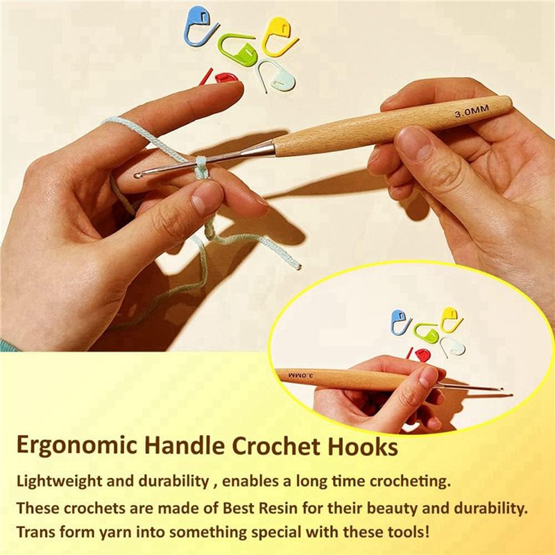 SEWS-80Pcs Crochets à Crochete - Wooden Crochet Hooks Ergonomic Handle avis et prix