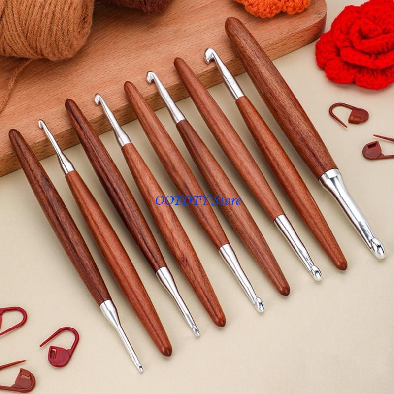 367A 8 pièces poignée en bois  - Wooden Crochet Hooks Ergonomic Handle avis et prix