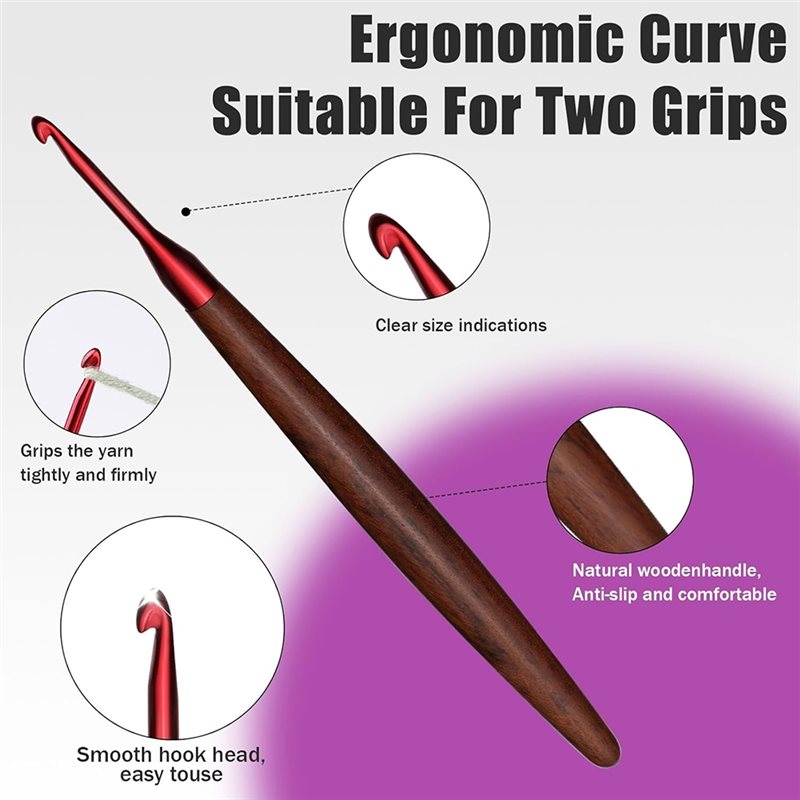 Crochets ergonomiques à manche - Wooden Crochet Hooks Ergonomic Handle avis et prix