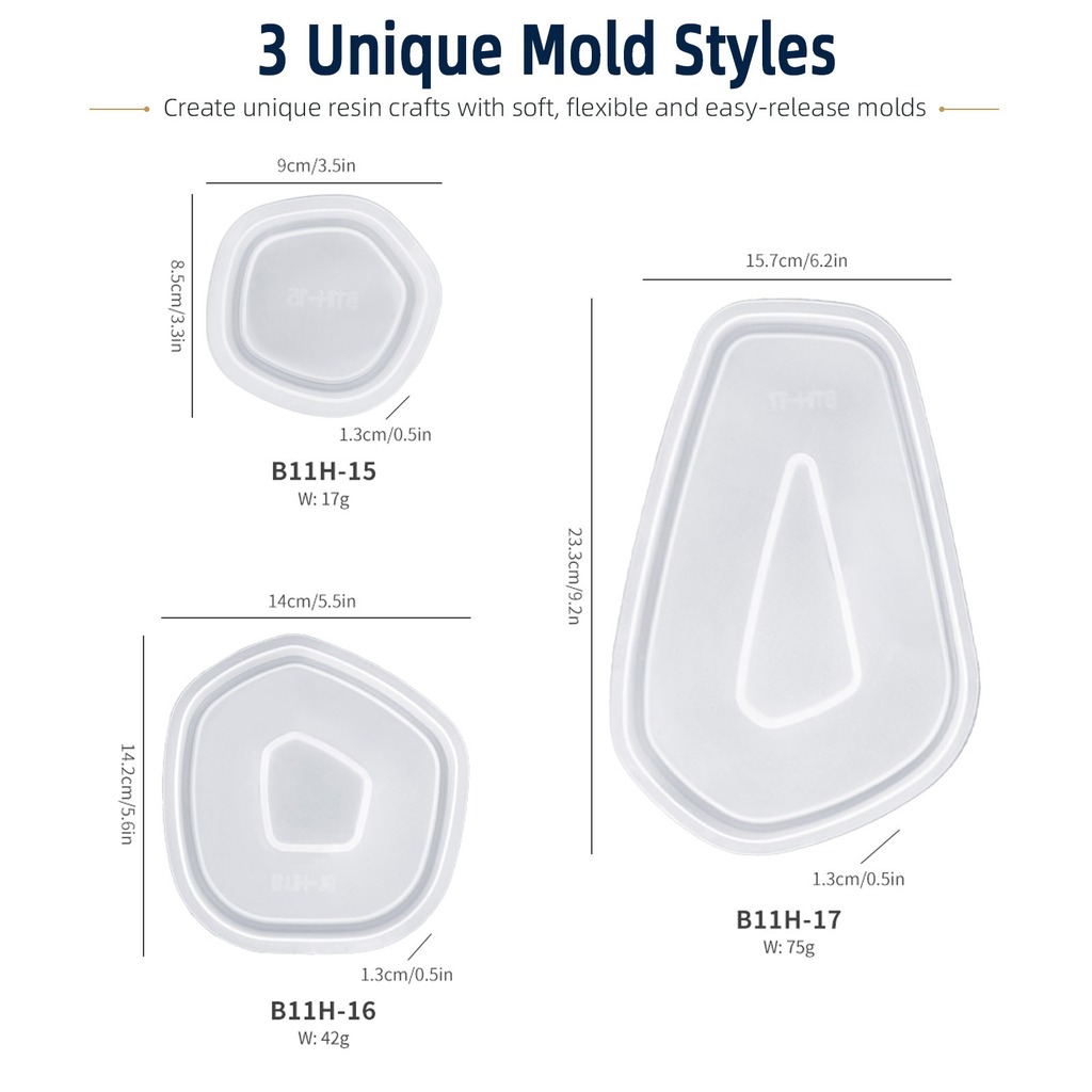 Lot de 3 moules en silicone po - Silicone Epoxy Resin Molds Set avis et prix