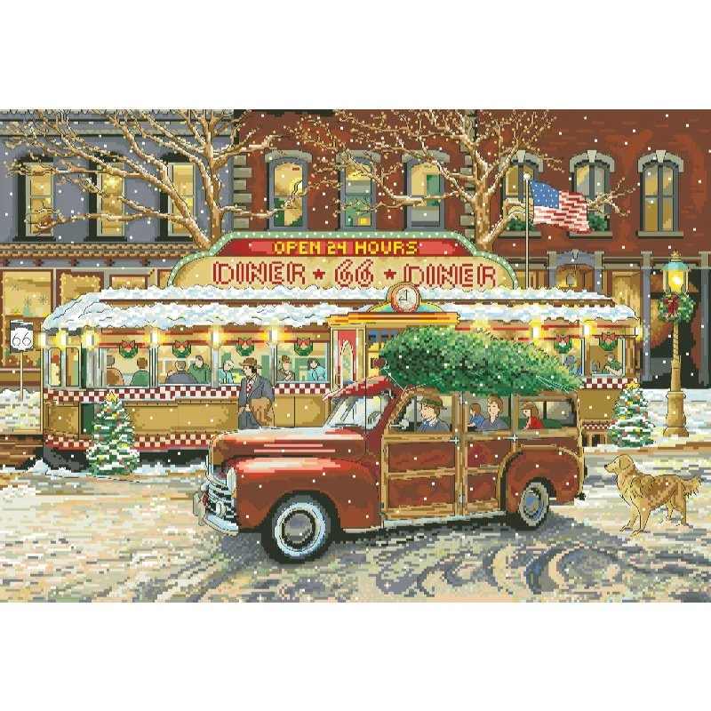 [[CC5130-66 Route Christmas Re - Cross Stitch Stamped Kits Beginners avis et prix
