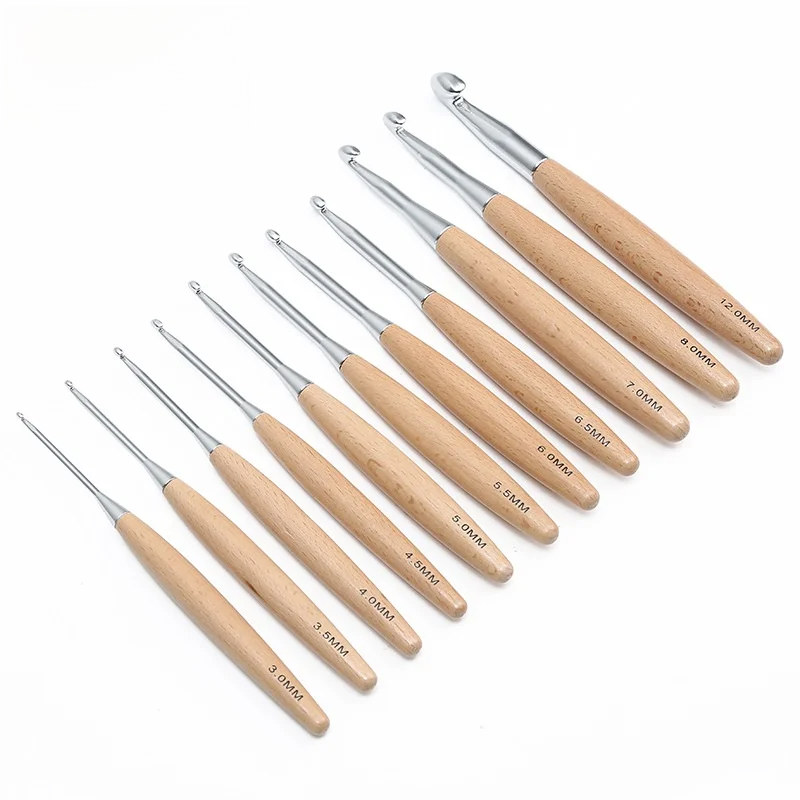 1/11 pièces de crochets à manc - Wooden Crochet Hooks Ergonomic Handle avis et prix